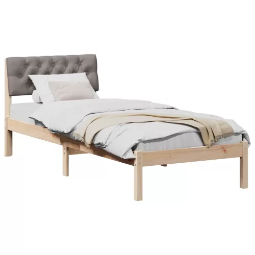 Ágykeret fejtámlával Barna és taupe 80 x 200 cm Tömör fenyőfa