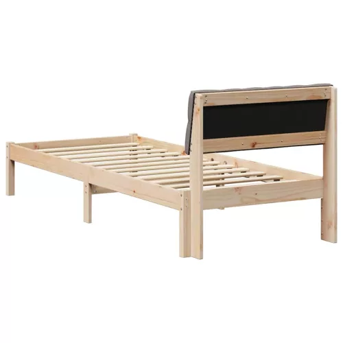 Ágykeret fejtámlával Barna és taupe 80 x 200 cm Tömör fenyőfa