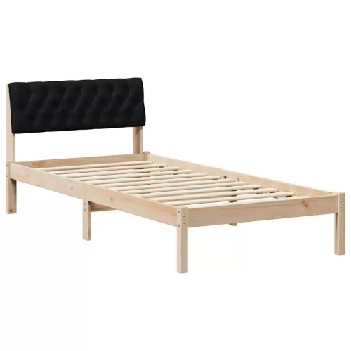 Ágykeret fejtámlával Barna és fekete 90 x 190 cm Tömör fenyőfa