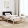Ágykeret fejtámlával Barna és fekete 90 x 190 cm Tömör fenyőfa