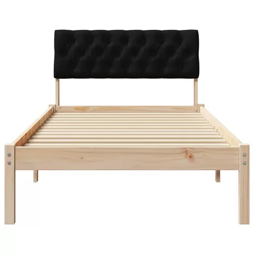 Ágykeret fejtámlával Barna és fekete 90 x 190 cm Tömör fenyőfa