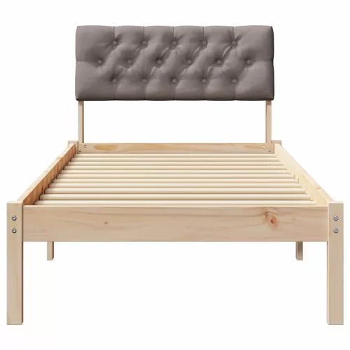 Ágykeret fejtámlával Barna és taupe 75 x 190 cm Tömör fenyőfa