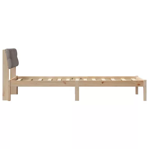Ágykeret fejtámlával Barna és taupe 75 x 190 cm Tömör fenyőfa