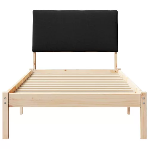 Ágykeret fejtámlával Barna és fekete 100 x 200 cm Tömör fenyőfa