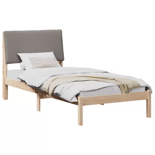 Ágykeret fejtámlával Barna és taupe 100 x 200 cm Tömör fenyőfa