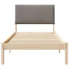 Ágykeret fejtámlával Barna és taupe 100 x 200 cm Tömör fenyőfa