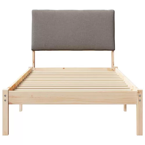 Ágykeret fejtámlával Barna és taupe 100 x 200 cm Tömör fenyőfa