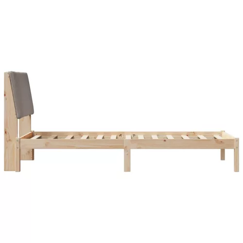 Ágykeret fejtámlával Barna és taupe 100 x 200 cm Tömör fenyőfa