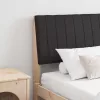 Kárpitozott fejtámla Fekete 200 cm Tömör fenyőfa