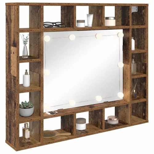 Tükörszekrény polcokkal Régi fa 91 x 15 x 76.5 cm Faanyag