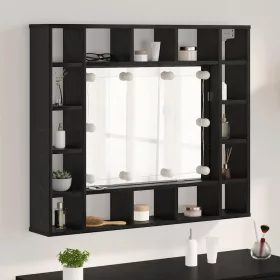   Tükörszekrény polcokkal Musta tammi 91 x 15 x 76.5 cm Faanyag