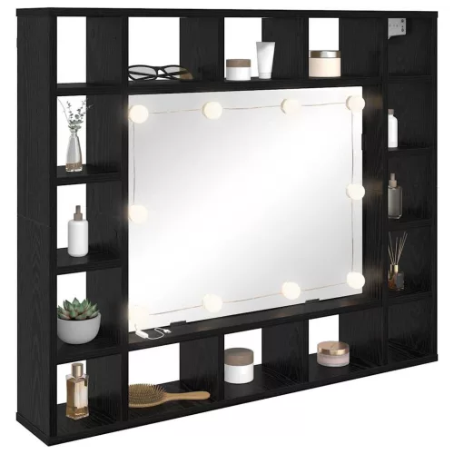 Tükörszekrény polcokkal Musta tammi 91 x 15 x 76.5 cm Faanyag