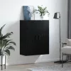 Fali szekrény Falra szerelhető Fekete 69.5 x 34 x 90 cm Faanyag