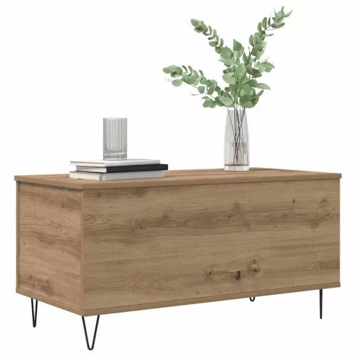Dohányzóasztal kézműves tölgy 90 x 44.5 x 45 cm Faanyag