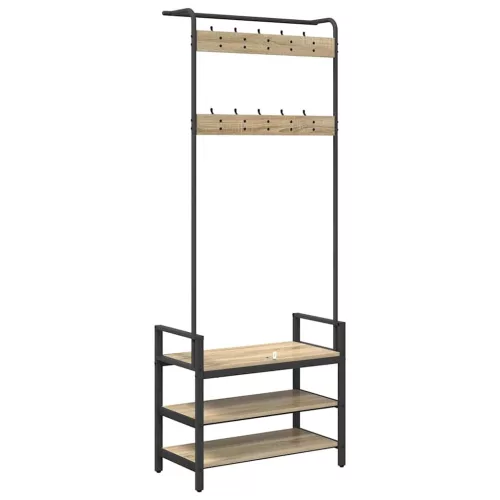 Kabáthorog polcokkal sonoma tölgy 75 x 34 x 184 cm Faanyag