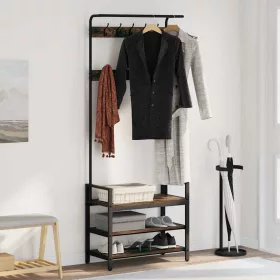   Kabáthorog polcokkal Füstölt tölgy 75 x 34 x 184 cm Faanyag