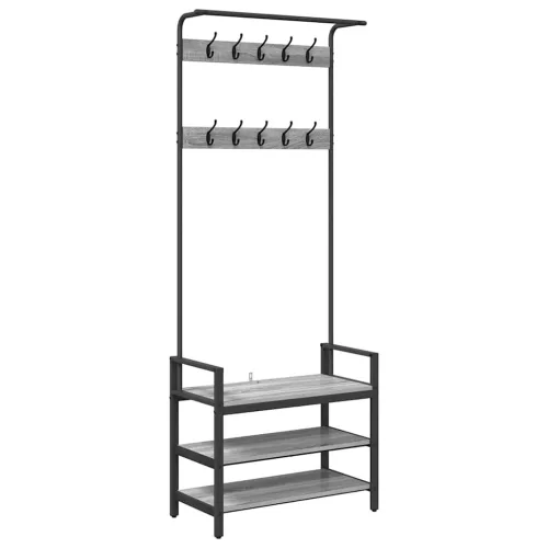 Kabáthorog polcokkal Szürke sonoma 75 x 34 x 184 cm Faanyag