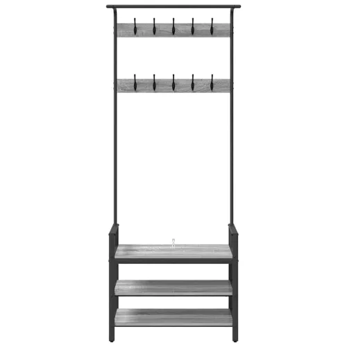 Kabáthorog polcokkal Szürke sonoma 75 x 34 x 184 cm Faanyag