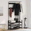 Kabáthorog polcokkal Egyéb Musta tammi 95 x 34 x 184 cm Faanyag