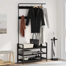   Kabáthorog polcokkal Egyéb Musta tammi 95 x 34 x 184 cm Faanyag