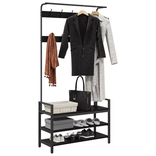 Kabáthorog polcokkal Egyéb Musta tammi 95 x 34 x 184 cm Faanyag
