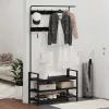 Kabáthorog polcokkal Egyéb Musta tammi 95 x 34 x 184 cm Faanyag