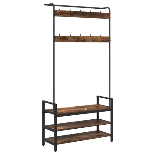 Kabáthorog polcokkal Füstölt tölgy 95 x 34 x 184 cm Faanyag