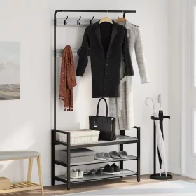   Kabáthorog polcokkal Szürke sonoma 95 x 34 x 184 cm Faanyag