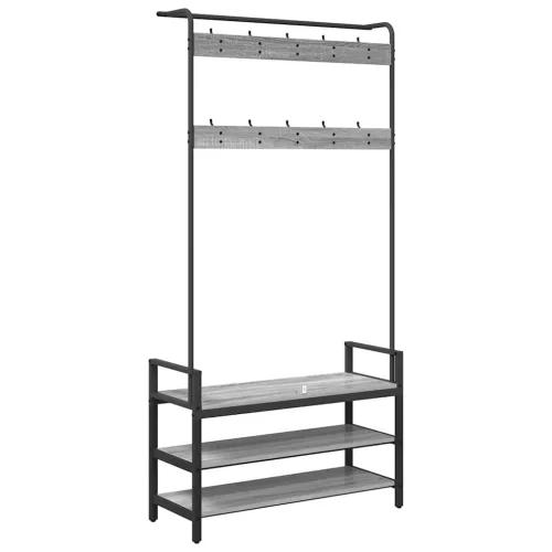 Kabáthorog polcokkal Szürke sonoma 95 x 34 x 184 cm Faanyag