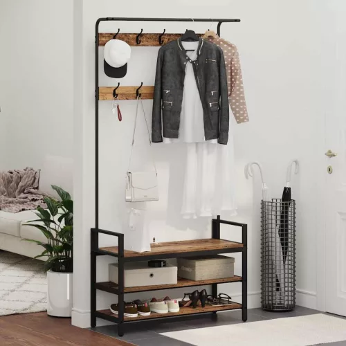 Kabáthorog polcokkal Egyéb Régi fa 95 x 34 x 184 cm Faanyag