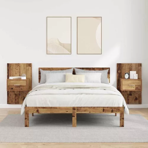 Ágyat tartó szekrény 2 pcs Régi fa 48.5 x 32.5 x 80 cm Faanyag