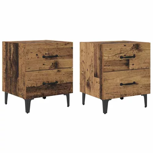 Ágyat tartó szekrény 2 pcs Régi fa 40 x 35 x 47.5 cm Faanyag