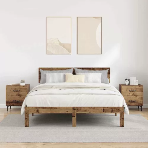 Ágyat tartó szekrény 2 pcs Régi fa 40 x 35 x 47.5 cm Faanyag