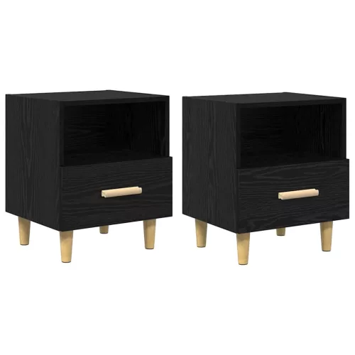 Éjjeliszekrény 2 pcs Musta tammi 40 x 35 x 47.5 cm Faanyag