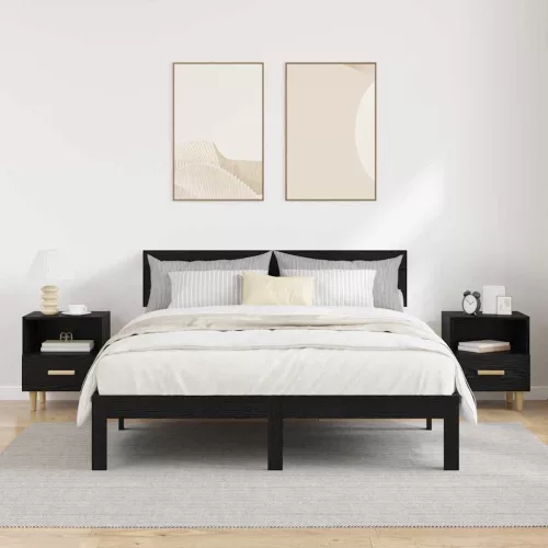 Éjjeliszekrény 2 pcs Musta tammi 40 x 35 x 47.5 cm Faanyag