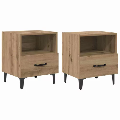 Éjjeliszekrény 2 pcs kézműves tölgy 40 x 35 x 47.5 cm Faanyag