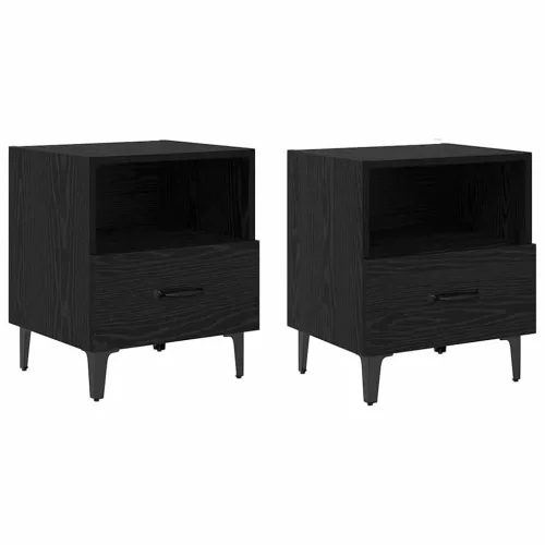 Éjjeliszekrény 2 pcs Musta tammi 40 x 35 x 47.5 cm Faanyag
