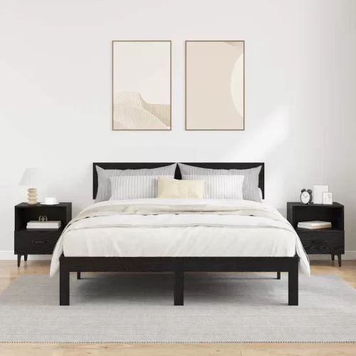 Éjjeliszekrény 2 pcs Musta tammi 40 x 35 x 47.5 cm Faanyag