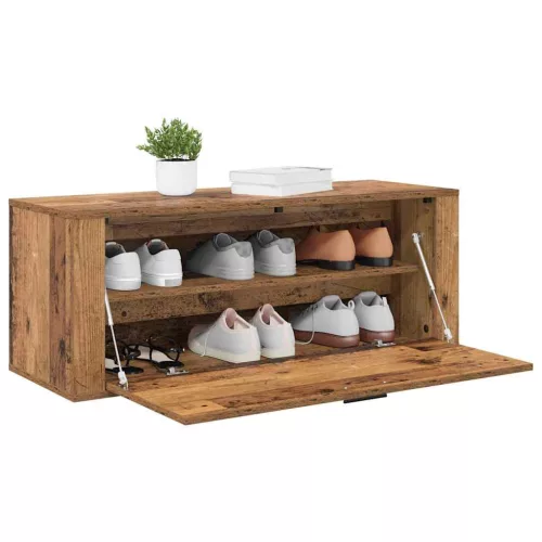 Cipőszekrény polcokkal ajtóval Régi fa 100 x 35 x 38 cm Faanyag