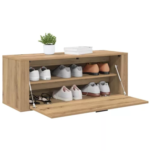 Cipőszekrény polcokkal kézműves tölgy 100 x 35 x 38 cm Faanyag