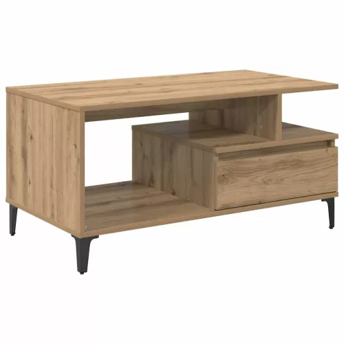 Dohányzóasztal fiókkal kézműves tölgy 90 x 49 x 45 cm Faanyag