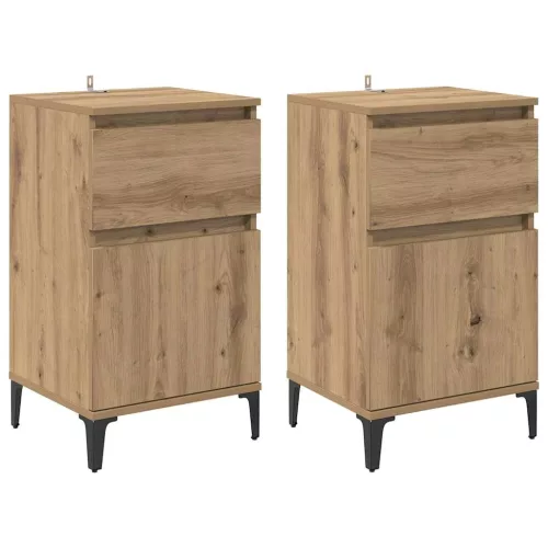 Éjjeliszekrény 2 pcs kézműves tölgy 40 x 35 x 70 cm Faanyag