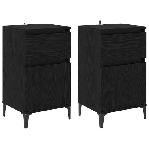 Éjjeliszekrény 2 pcs Musta tammi 40 x 35 x 70 cm Faanyag