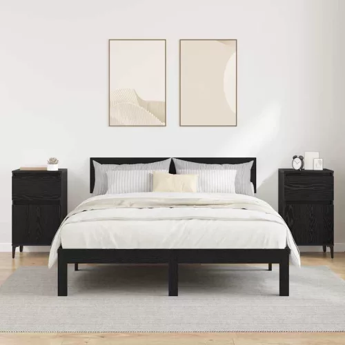 Éjjeliszekrény 2 pcs Musta tammi 40 x 35 x 70 cm Faanyag