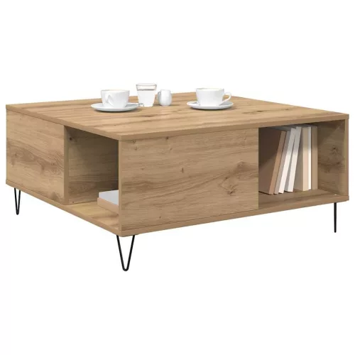 Dohányzóasztal kézműves tölgy 80 x 80 x 36.5 cm Faanyag