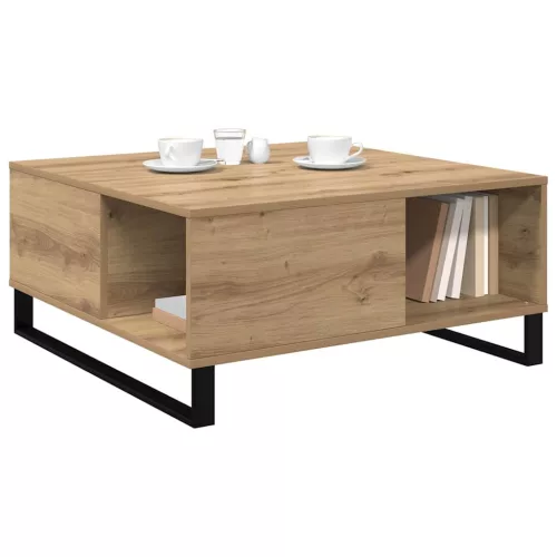 Dohányzóasztal kézműves tölgy 80 x 80 x 36.5 cm Faanyag