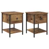 Éjjeli asztal fiókkal 2 pcs Régi fa 34 x 35,5 x 45 cm Faanyag