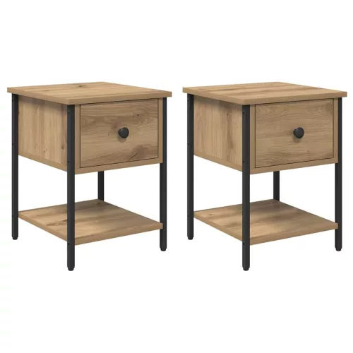 Éjjeli asztal 2 pcs kézműves tölgy 34 x 35,5 x 45 cm Faanyag