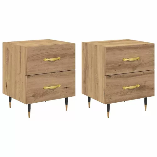 Éjjeliszekrény 2 pcs kézműves tölgy 40 x 35 x 47.5 cm Faanyag