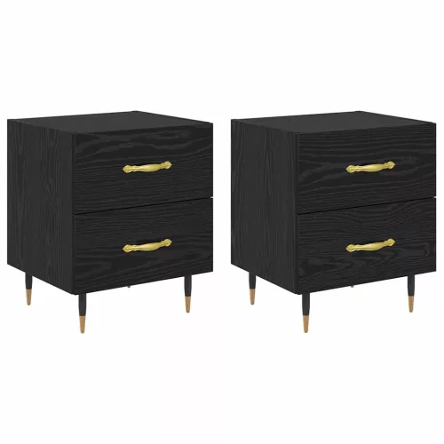 Éjjeliszekrény 2 pcs Musta tammi 40 x 35 x 47.5 cm Faanyag
